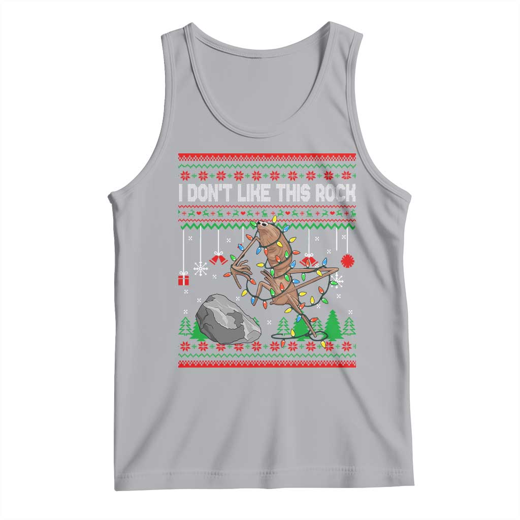 Christmas Marcus The Worm Meme Tank Top I Dont Like This Rock Brainrot Funny Ugly Xmas - Wonder Print Shop