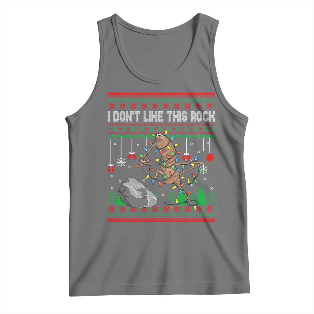 Christmas Marcus The Worm Meme Tank Top I Dont Like This Rock Brainrot Funny Ugly Xmas - Wonder Print Shop