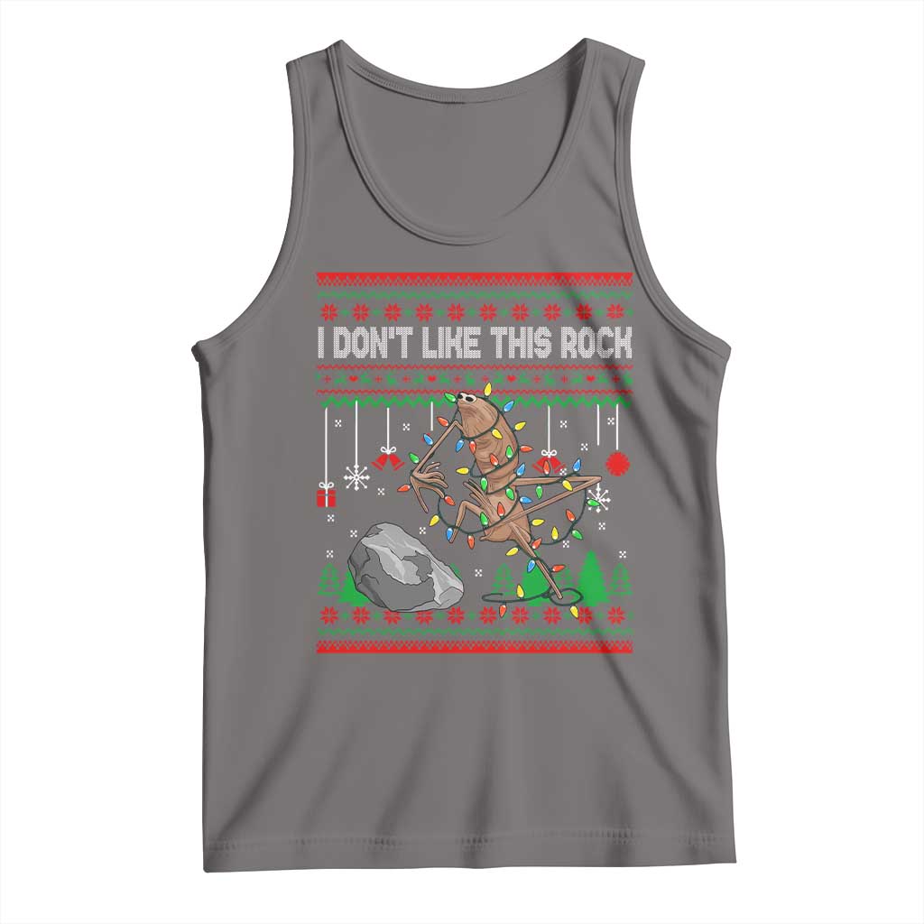Christmas Marcus The Worm Meme Tank Top I Dont Like This Rock Brainrot Funny Ugly Xmas - Wonder Print Shop