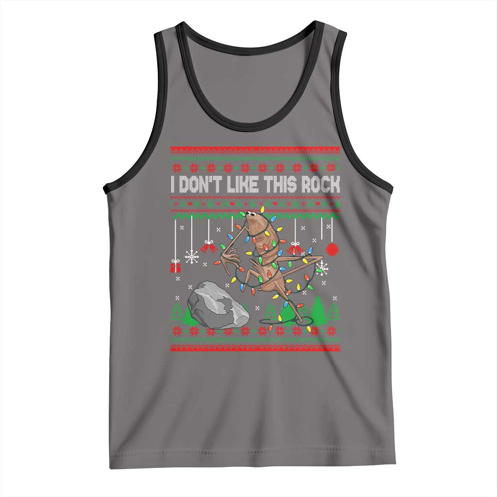 Christmas Marcus The Worm Meme Tank Top I Dont Like This Rock Brainrot Funny Ugly Xmas - Wonder Print Shop
