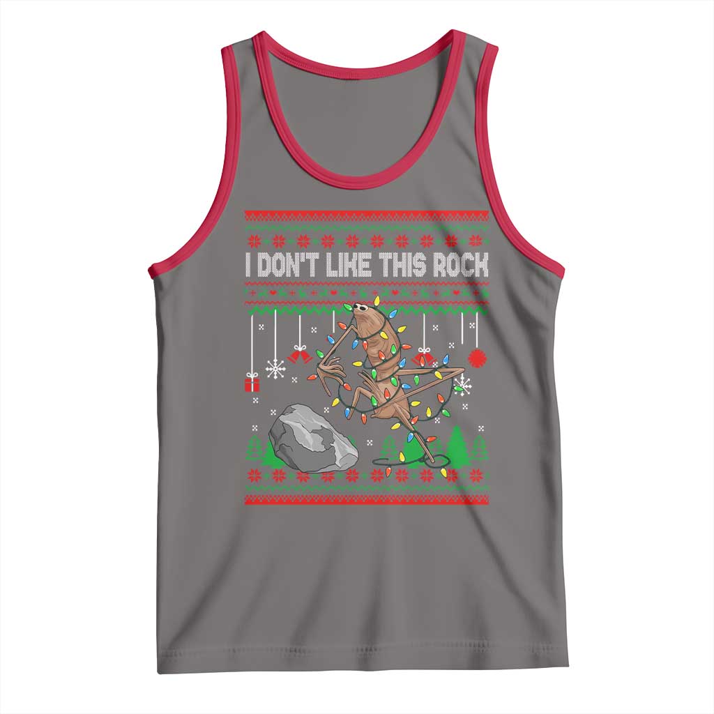 Christmas Marcus The Worm Meme Tank Top I Dont Like This Rock Brainrot Funny Ugly Xmas - Wonder Print Shop