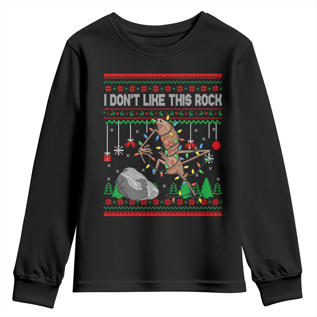 Christmas Marcus The Worm Meme Youth Sweatshirt I Dont Like This Rock Brainrot Funny Ugly Xmas - Wonder Print Shop