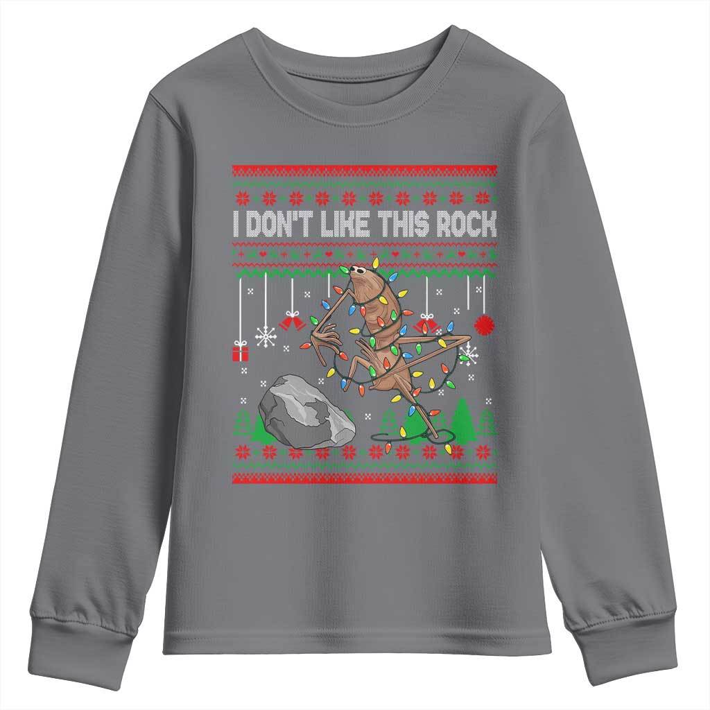 Christmas Marcus The Worm Meme Youth Sweatshirt I Dont Like This Rock Brainrot Funny Ugly Xmas - Wonder Print Shop
