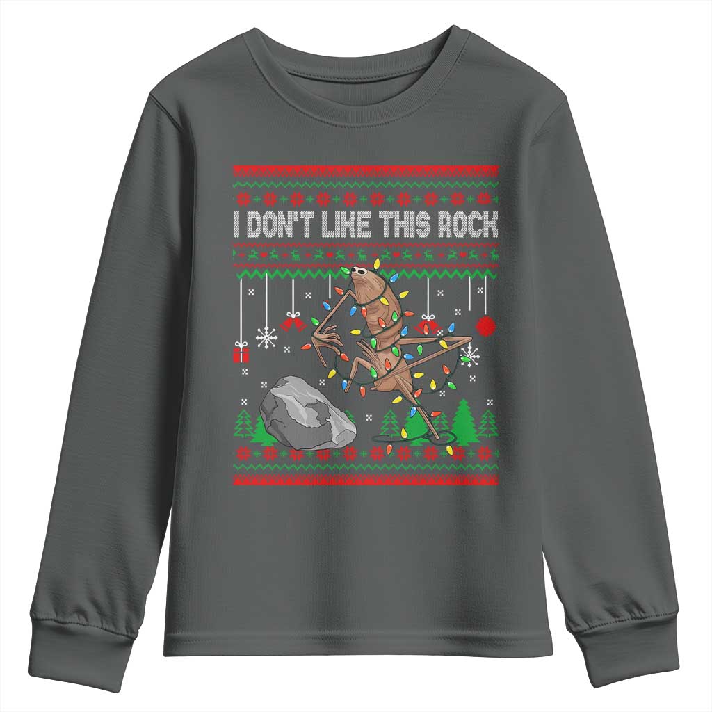 Christmas Marcus The Worm Meme Youth Sweatshirt I Dont Like This Rock Brainrot Funny Ugly Xmas - Wonder Print Shop
