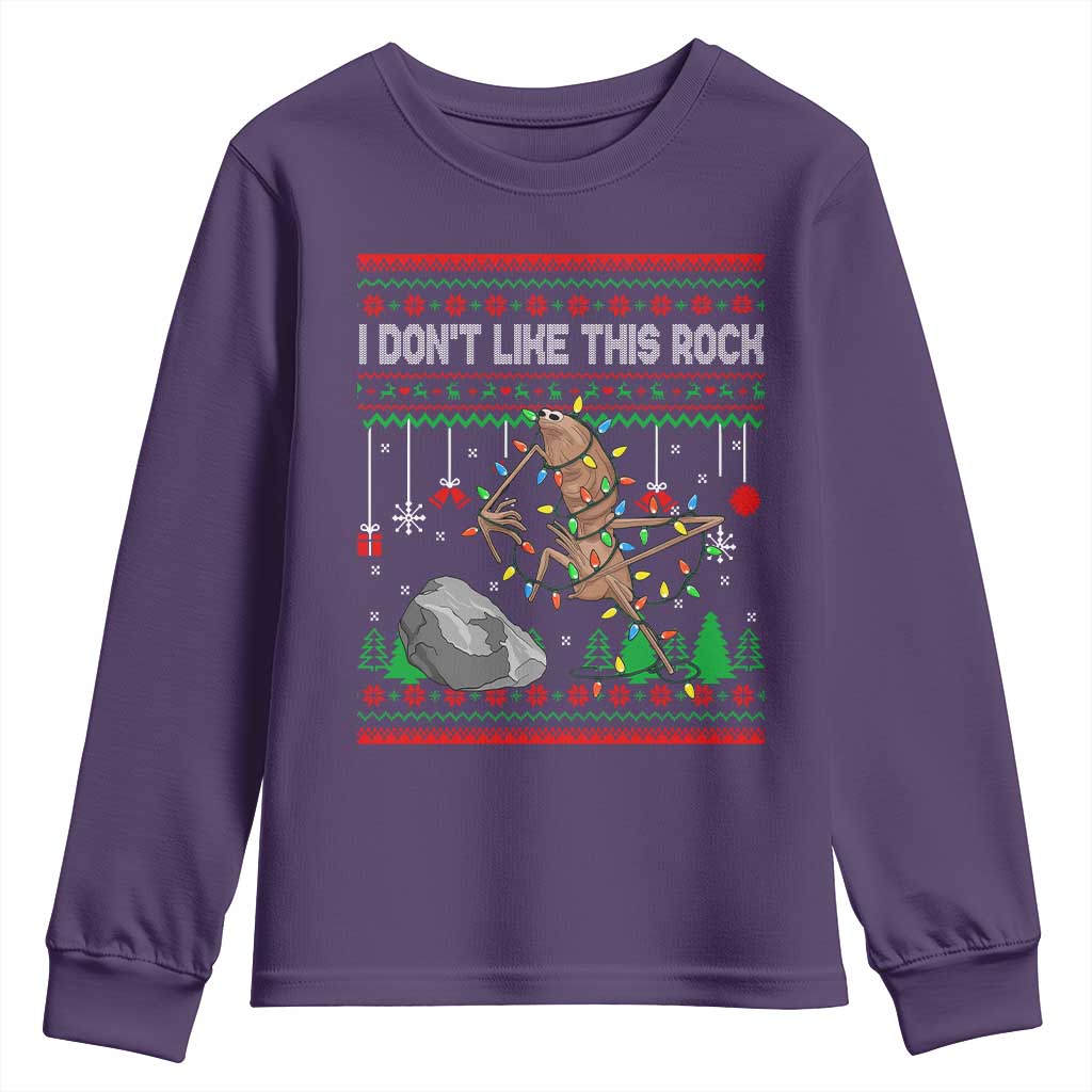 Christmas Marcus The Worm Meme Youth Sweatshirt I Dont Like This Rock Brainrot Funny Ugly Xmas - Wonder Print Shop
