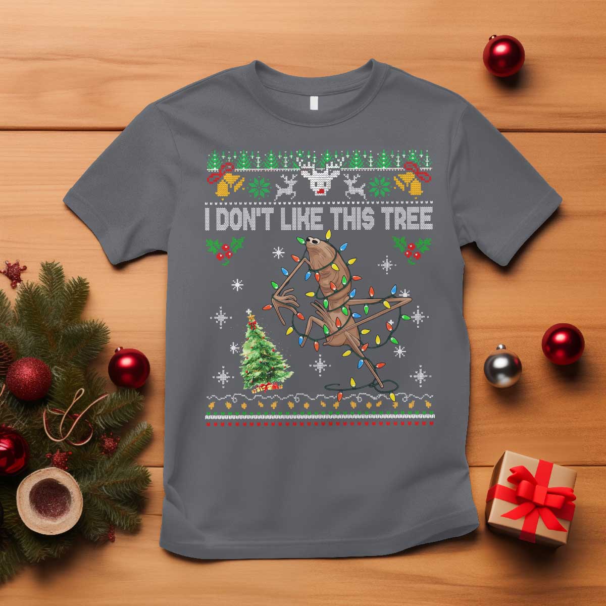 Marcus The Worm Christmas Meme T Shirt I Dont Like This Tree Brainrot Funny Ugly Xmas - Wonder Print Shop