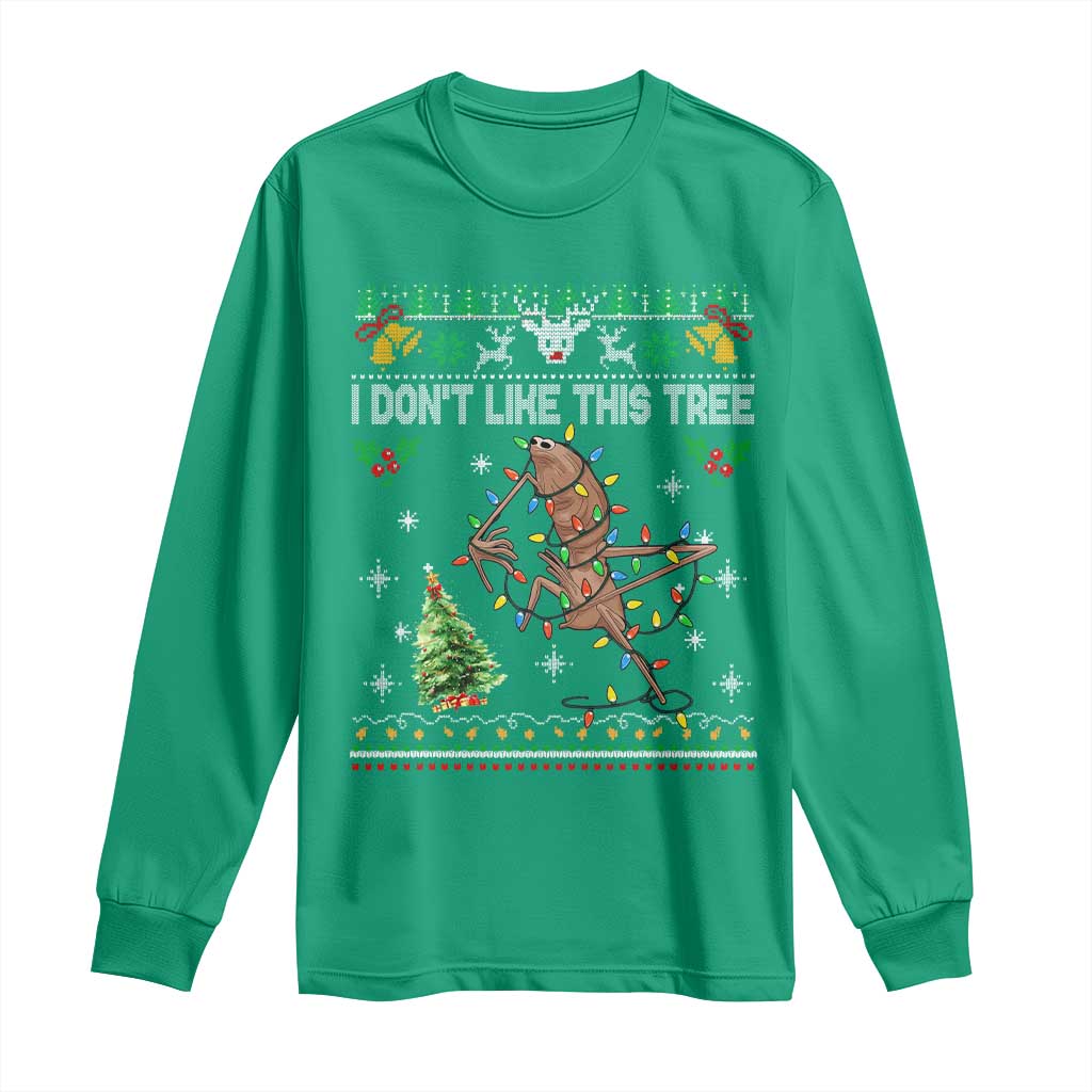 Marcus The Worm Christmas Meme Long Sleeve Shirt I Dont Like This Tree Brainrot Funny Ugly Xmas - Wonder Print Shop