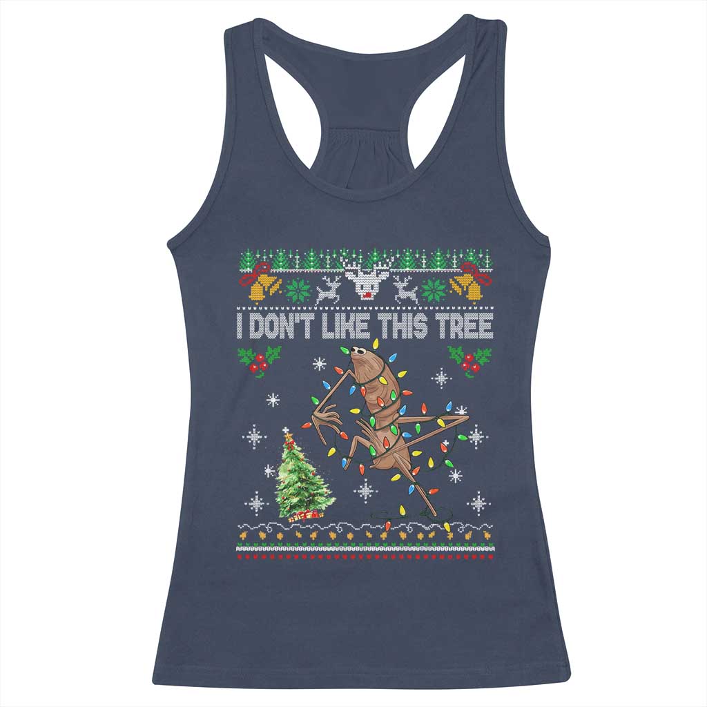 Marcus The Worm Christmas Meme Racerback Tank Top I Dont Like This Tree Brainrot Funny Ugly Xmas - Wonder Print Shop