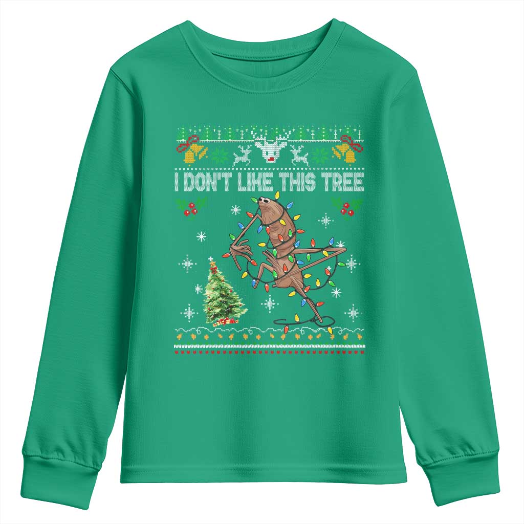 Marcus The Worm Christmas Meme Youth Sweatshirt I Dont Like This Tree Brainrot Funny Ugly Xmas - Wonder Print Shop