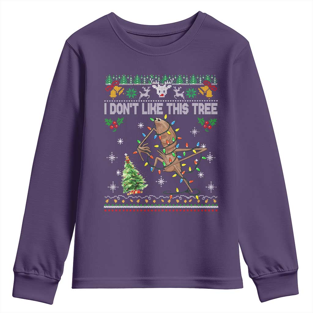 Marcus The Worm Christmas Meme Youth Sweatshirt I Dont Like This Tree Brainrot Funny Ugly Xmas - Wonder Print Shop