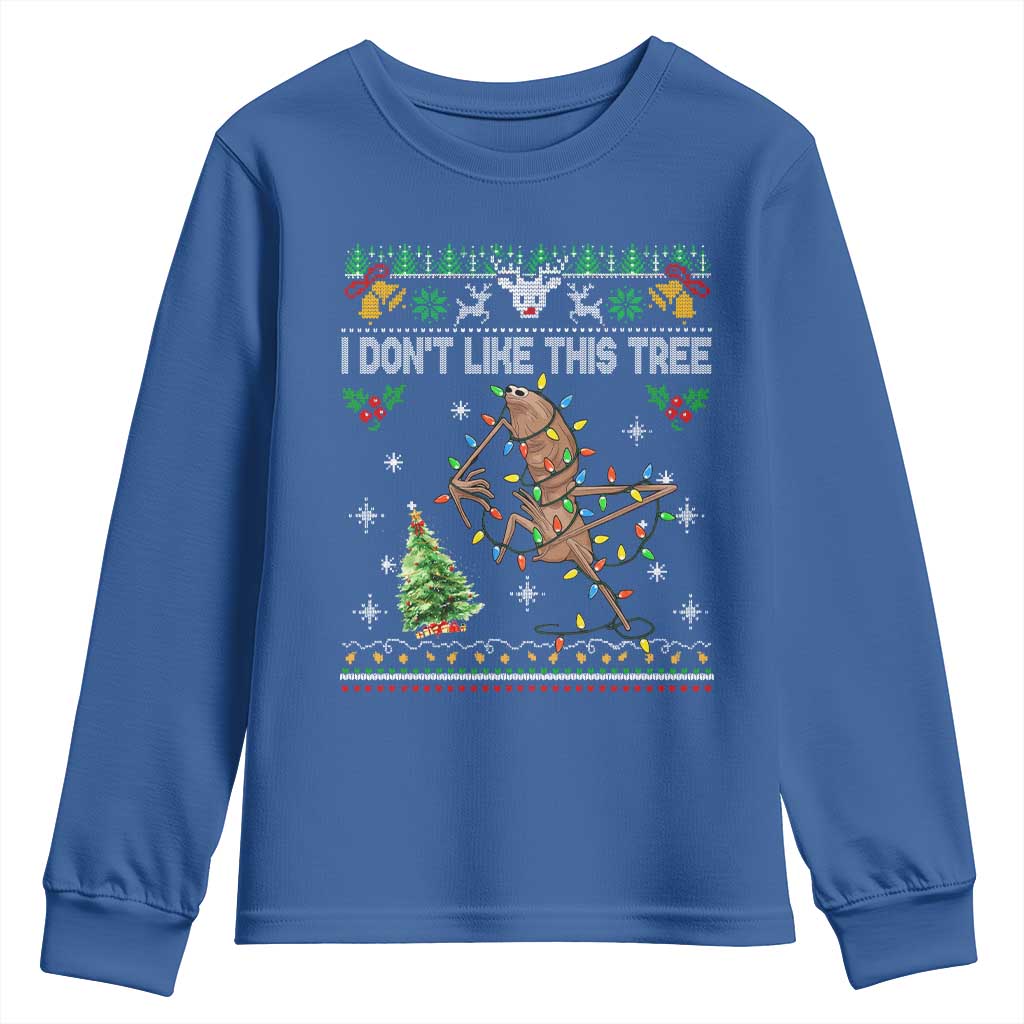 Marcus The Worm Christmas Meme Youth Sweatshirt I Dont Like This Tree Brainrot Funny Ugly Xmas - Wonder Print Shop