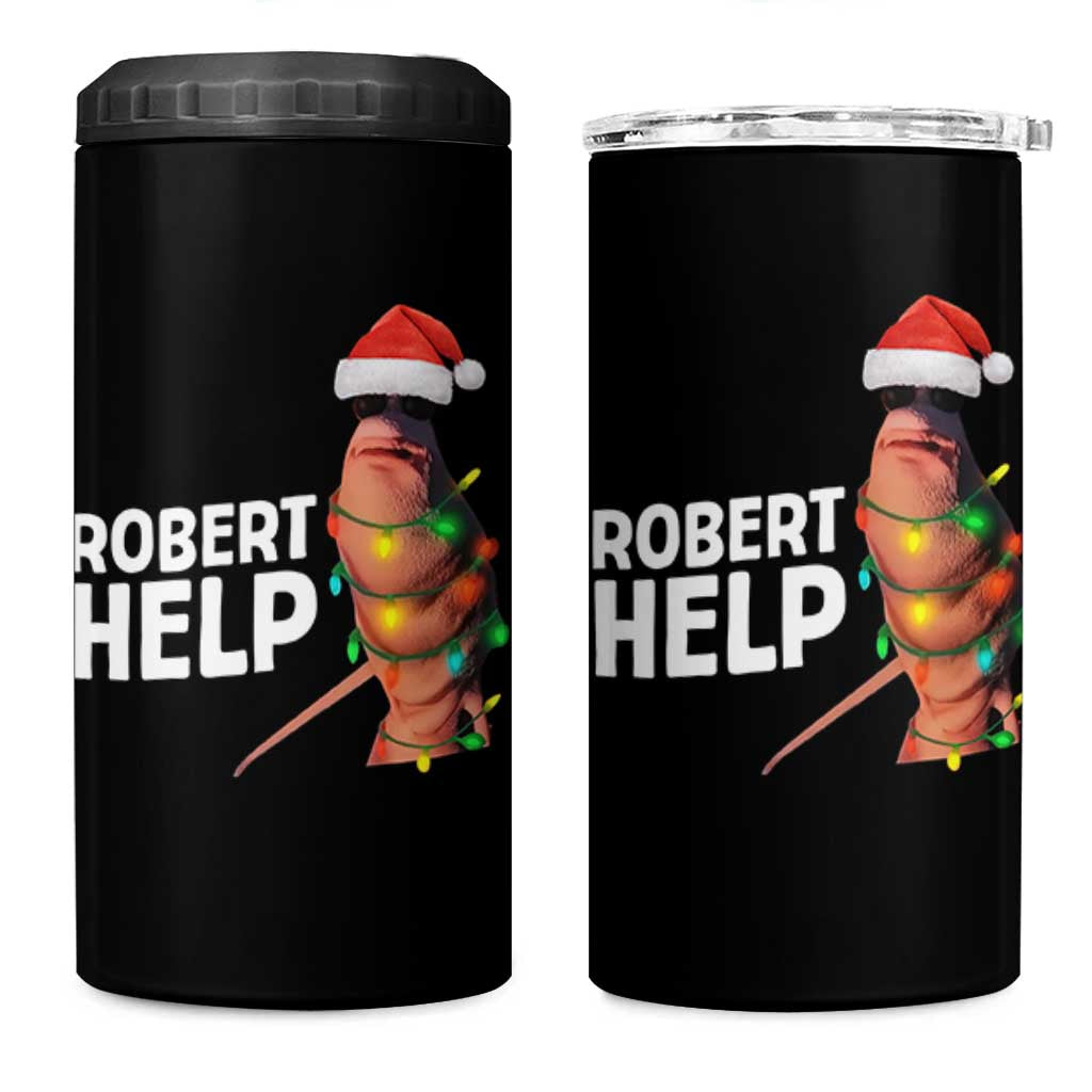 Marcus The Worm Christmas 4 in 1 Can Cooler Tumbler Robert Help Internet Weirdcore Brainrot Humor - Wonder Print Shop