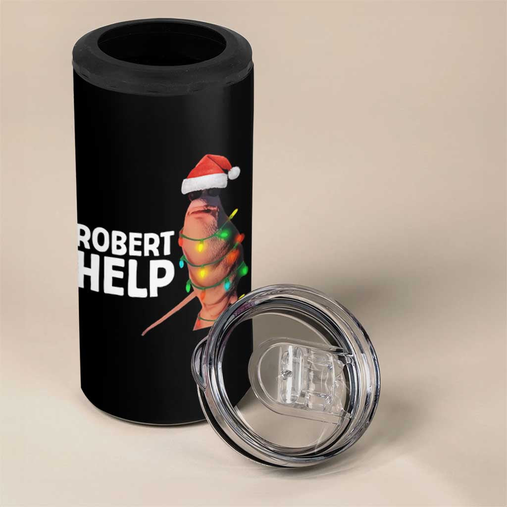 Marcus The Worm Christmas 4 in 1 Can Cooler Tumbler Robert Help Internet Weirdcore Brainrot Humor - Wonder Print Shop