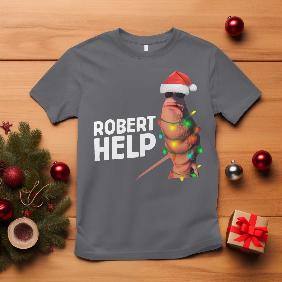Marcus The Worm Christmas T Shirt Robert Help Internet Weirdcore Brainrot Humor - Wonder Print Shop