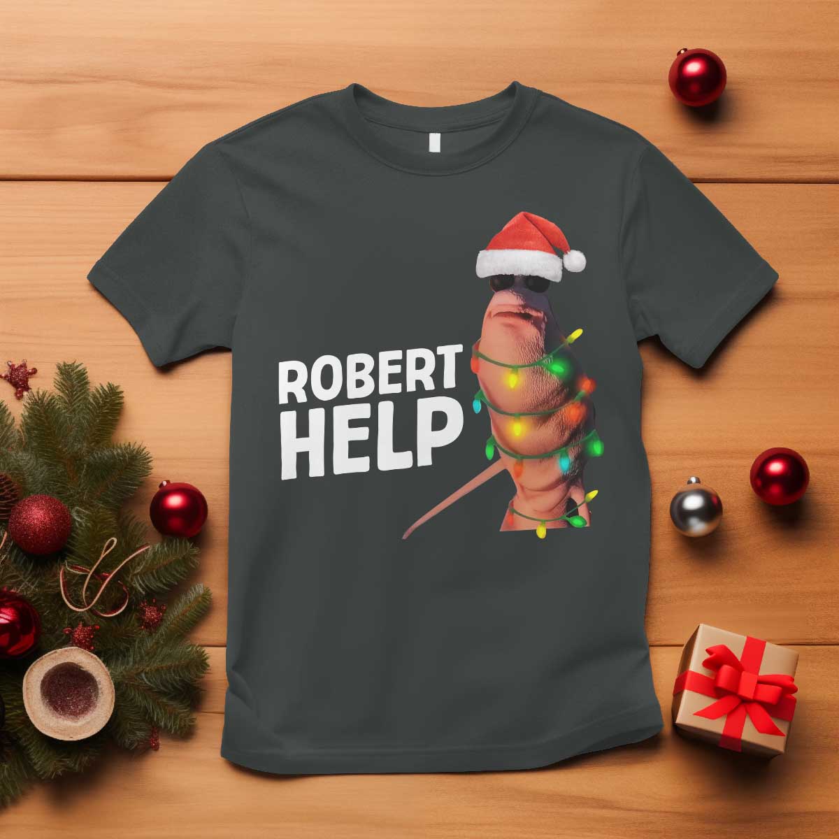 Marcus The Worm Christmas T Shirt Robert Help Internet Weirdcore Brainrot Humor - Wonder Print Shop