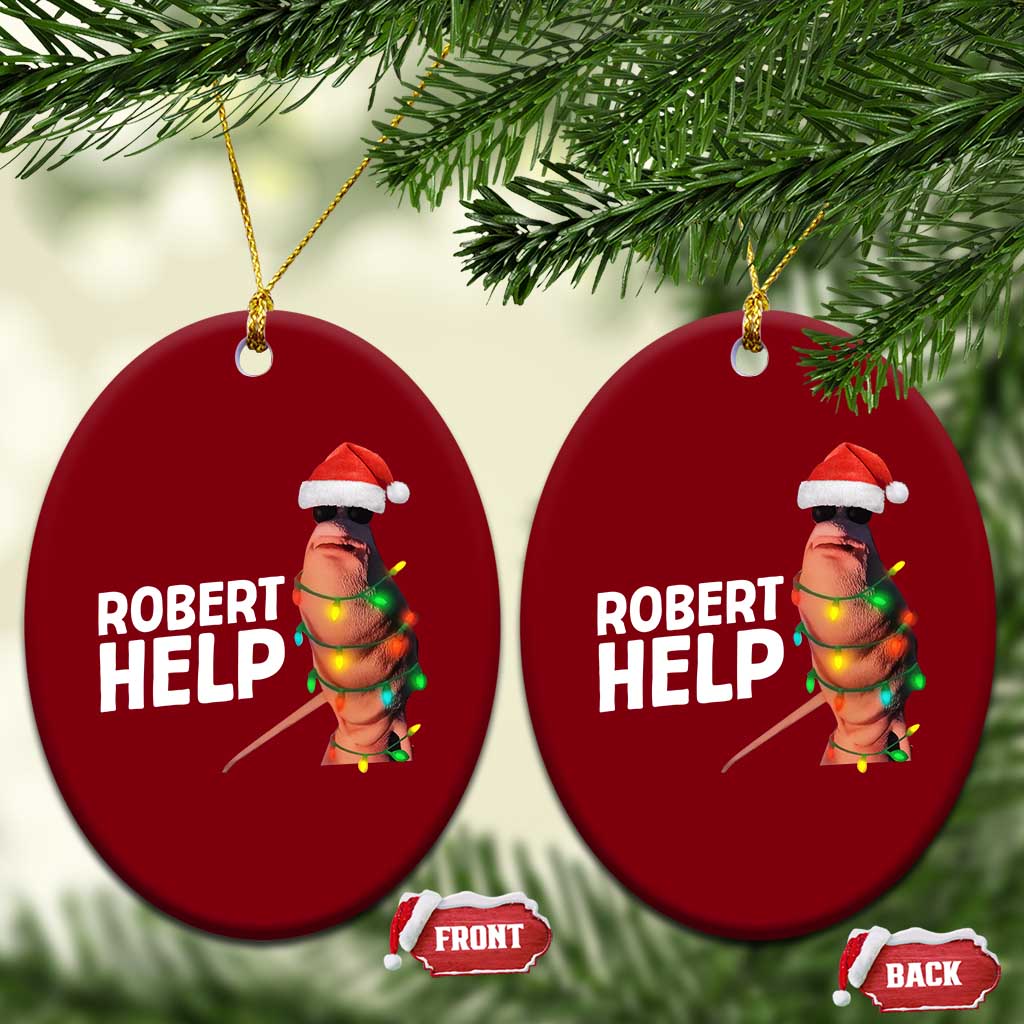 Marcus The Worm Christmas Ceramic Ornament Robert Help Internet Weirdcore Brainrot Humor - Wonder Print Shop
