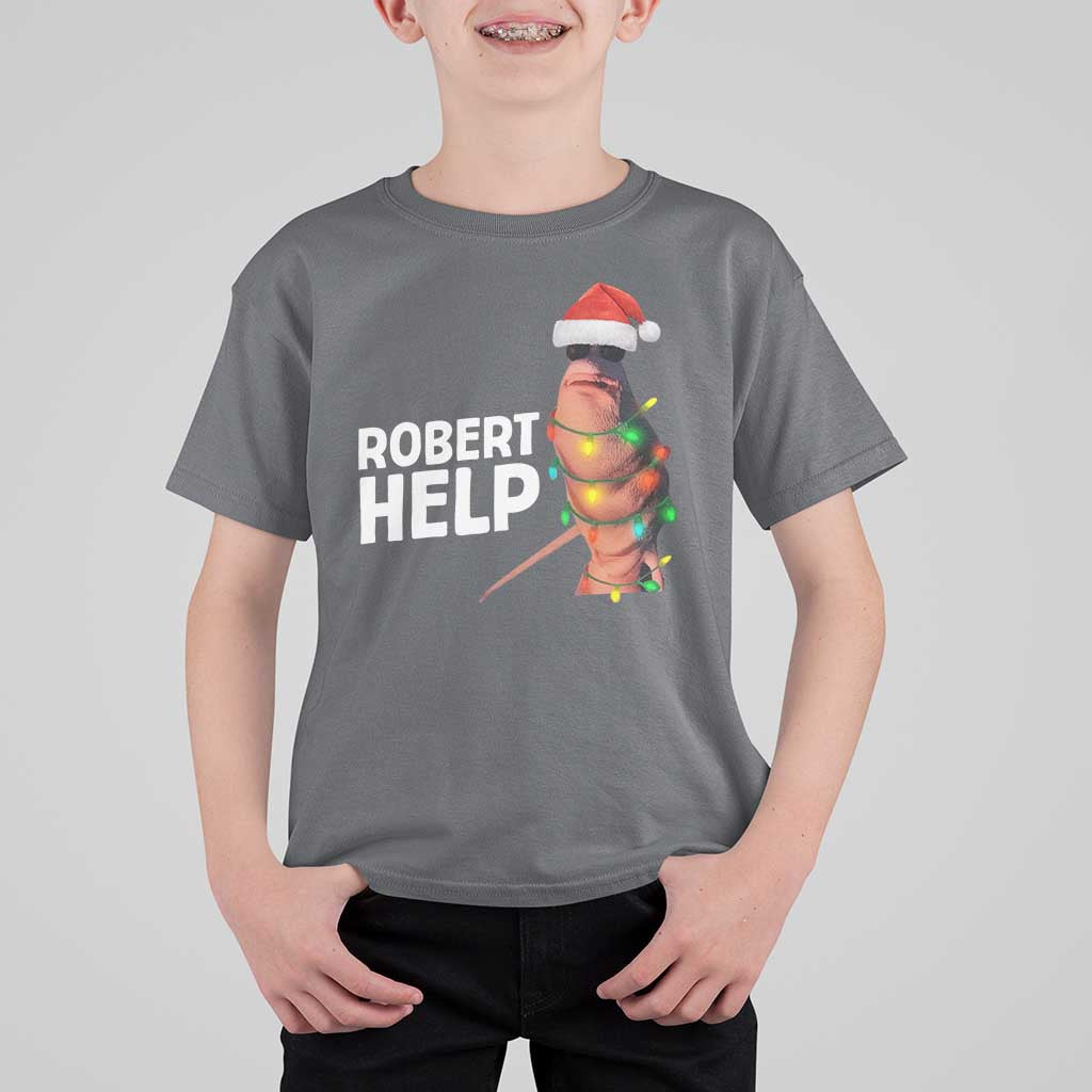 Marcus The Worm Christmas T Shirt For Kid Robert Help Internet Weirdcore Brainrot Humor - Wonder Print Shop