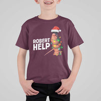 Marcus The Worm Christmas T Shirt For Kid Robert Help Internet Weirdcore Brainrot Humor - Wonder Print Shop