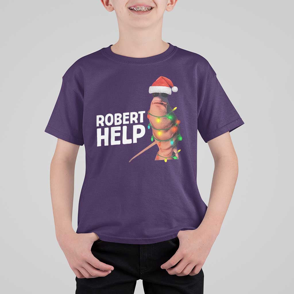 Marcus The Worm Christmas T Shirt For Kid Robert Help Internet Weirdcore Brainrot Humor - Wonder Print Shop
