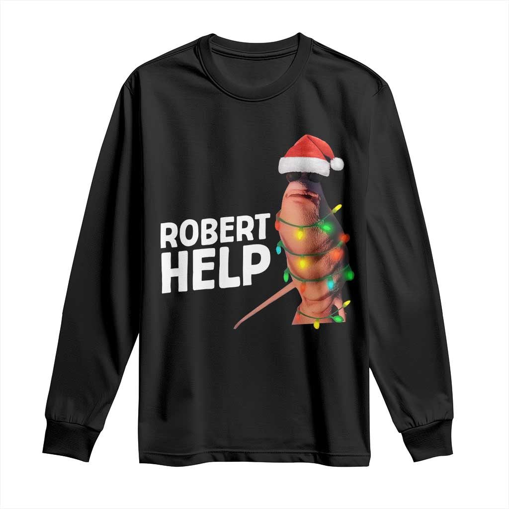 Marcus The Worm Christmas Long Sleeve Shirt Robert Help Internet Weirdcore Brainrot Humor - Wonder Print Shop