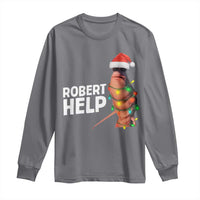 Marcus The Worm Christmas Long Sleeve Shirt Robert Help Internet Weirdcore Brainrot Humor - Wonder Print Shop