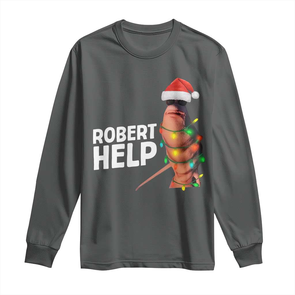 Marcus The Worm Christmas Long Sleeve Shirt Robert Help Internet Weirdcore Brainrot Humor - Wonder Print Shop