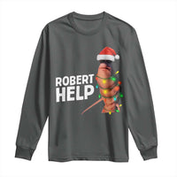 Marcus The Worm Christmas Long Sleeve Shirt Robert Help Internet Weirdcore Brainrot Humor - Wonder Print Shop