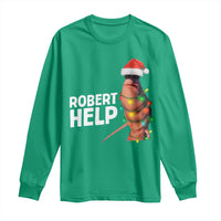Marcus The Worm Christmas Long Sleeve Shirt Robert Help Internet Weirdcore Brainrot Humor - Wonder Print Shop