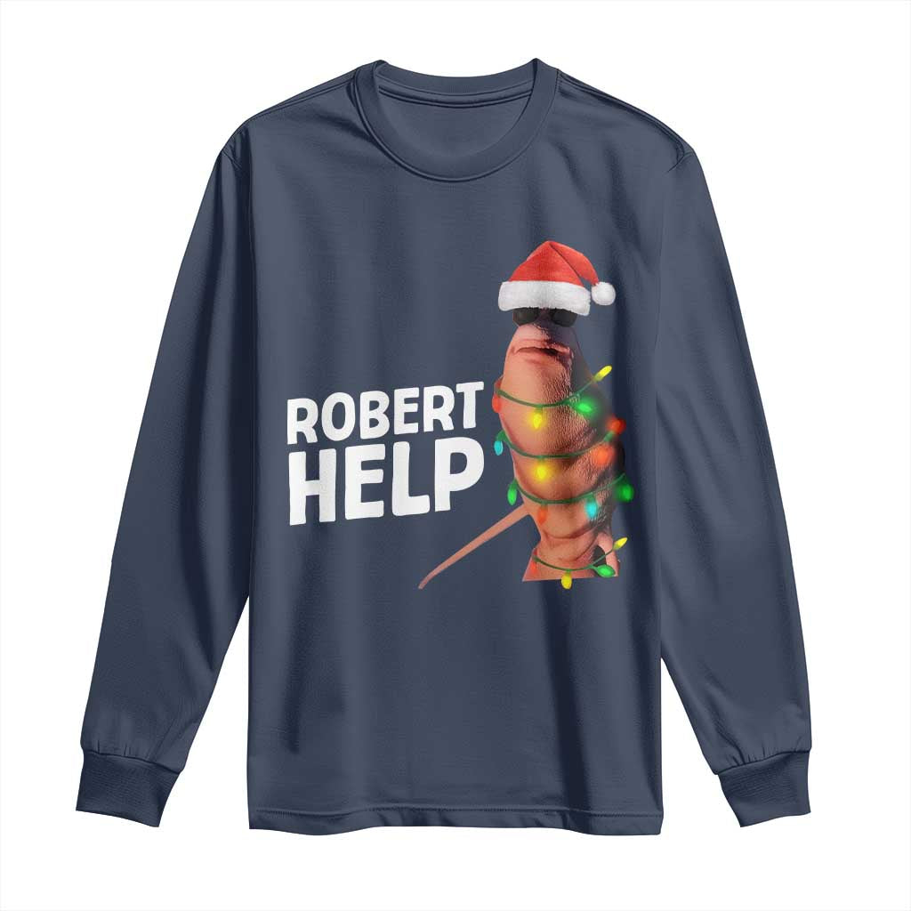 Marcus The Worm Christmas Long Sleeve Shirt Robert Help Internet Weirdcore Brainrot Humor - Wonder Print Shop