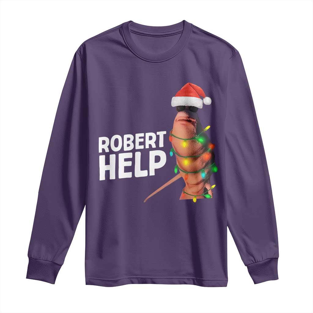 Marcus The Worm Christmas Long Sleeve Shirt Robert Help Internet Weirdcore Brainrot Humor - Wonder Print Shop