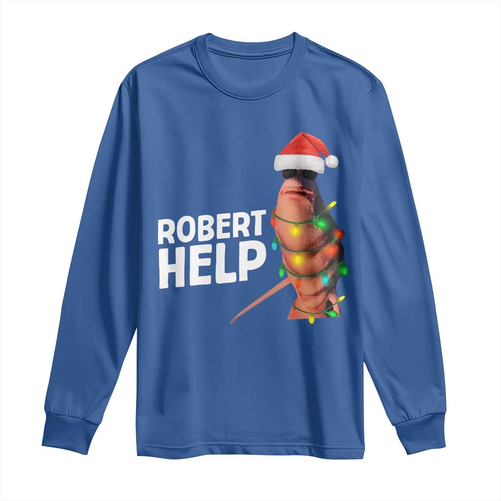 Marcus The Worm Christmas Long Sleeve Shirt Robert Help Internet Weirdcore Brainrot Humor - Wonder Print Shop