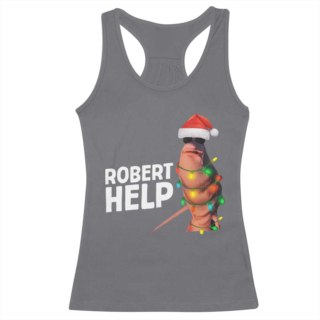 Marcus The Worm Christmas Racerback Tank Top Robert Help Internet Weirdcore Brainrot Humor - Wonder Print Shop
