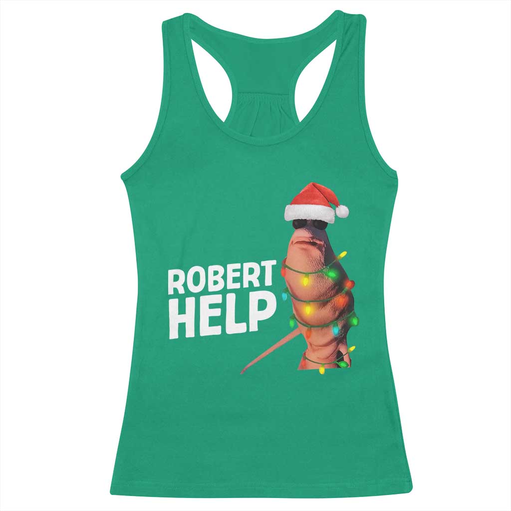 Marcus The Worm Christmas Racerback Tank Top Robert Help Internet Weirdcore Brainrot Humor - Wonder Print Shop