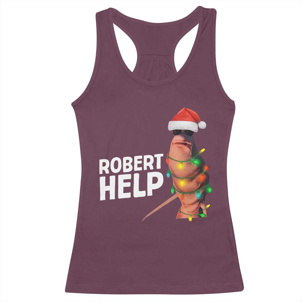 Marcus The Worm Christmas Racerback Tank Top Robert Help Internet Weirdcore Brainrot Humor - Wonder Print Shop