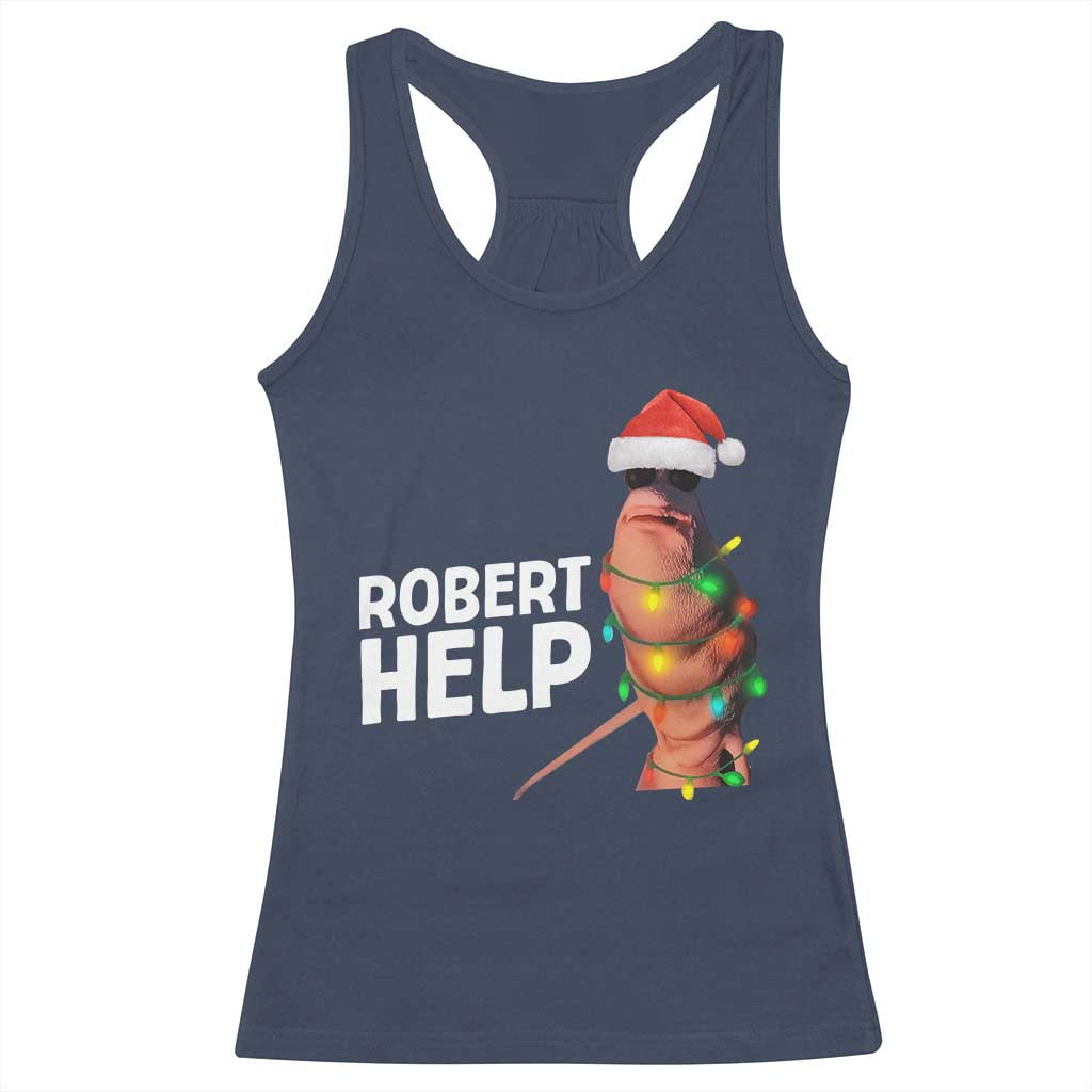 Marcus The Worm Christmas Racerback Tank Top Robert Help Internet Weirdcore Brainrot Humor - Wonder Print Shop