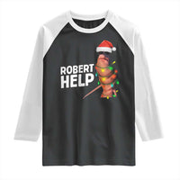 Marcus The Worm Christmas Raglan Shirt Robert Help Internet Weirdcore Brainrot Humor - Wonder Print Shop