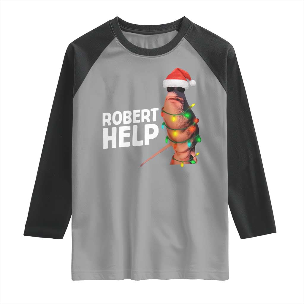 Marcus The Worm Christmas Raglan Shirt Robert Help Internet Weirdcore Brainrot Humor - Wonder Print Shop