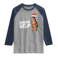 Marcus The Worm Christmas Raglan Shirt Robert Help Internet Weirdcore Brainrot Humor - Wonder Print Shop