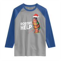 Marcus The Worm Christmas Raglan Shirt Robert Help Internet Weirdcore Brainrot Humor - Wonder Print Shop