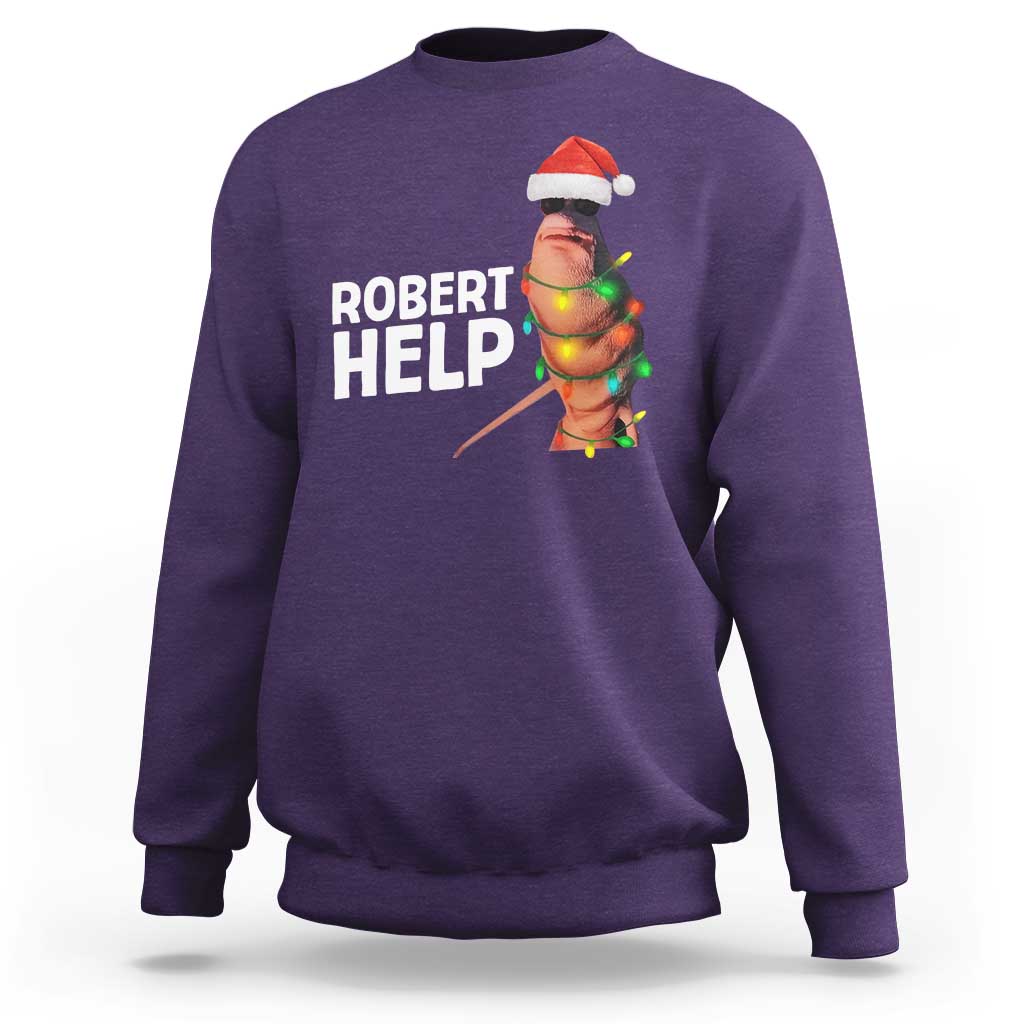 Marcus The Worm Christmas Sweatshirt Robert Help Internet Weirdcore Brainrot Humor - Wonder Print Shop