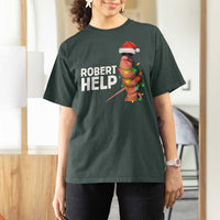 Marcus The Worm Christmas T Shirt For Women Robert Help Internet Weirdcore Brainrot Humor - Wonder Print Shop