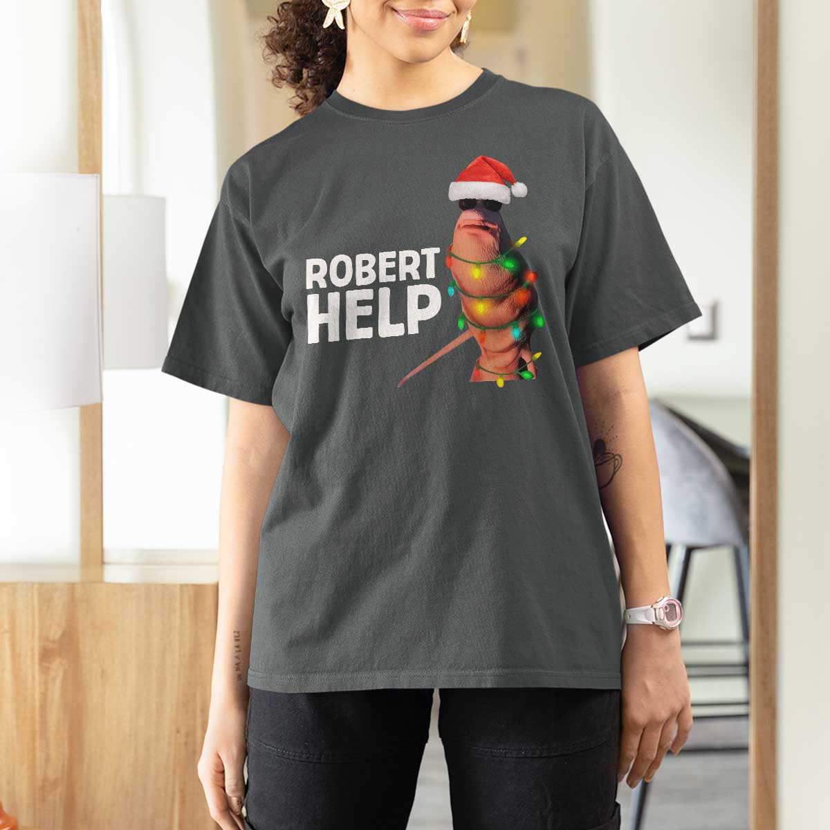 Marcus The Worm Christmas T Shirt For Women Robert Help Internet Weirdcore Brainrot Humor - Wonder Print Shop