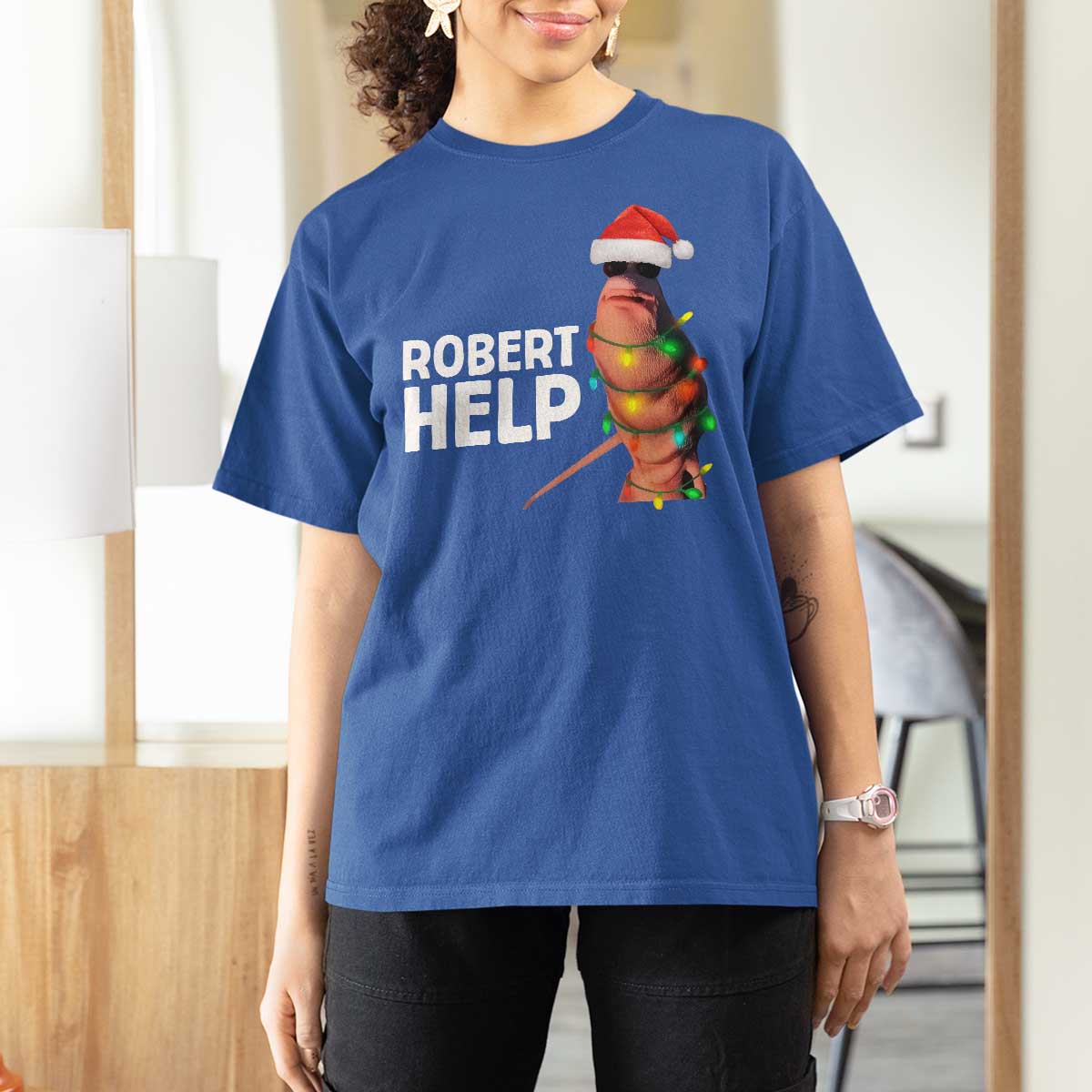 Marcus The Worm Christmas T Shirt For Women Robert Help Internet Weirdcore Brainrot Humor - Wonder Print Shop