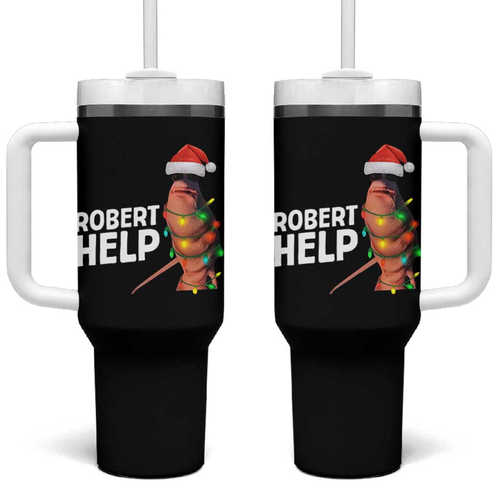 Marcus The Worm Christmas Tumbler With Handle Robert Help Internet Weirdcore Brainrot Humor - Wonder Print Shop