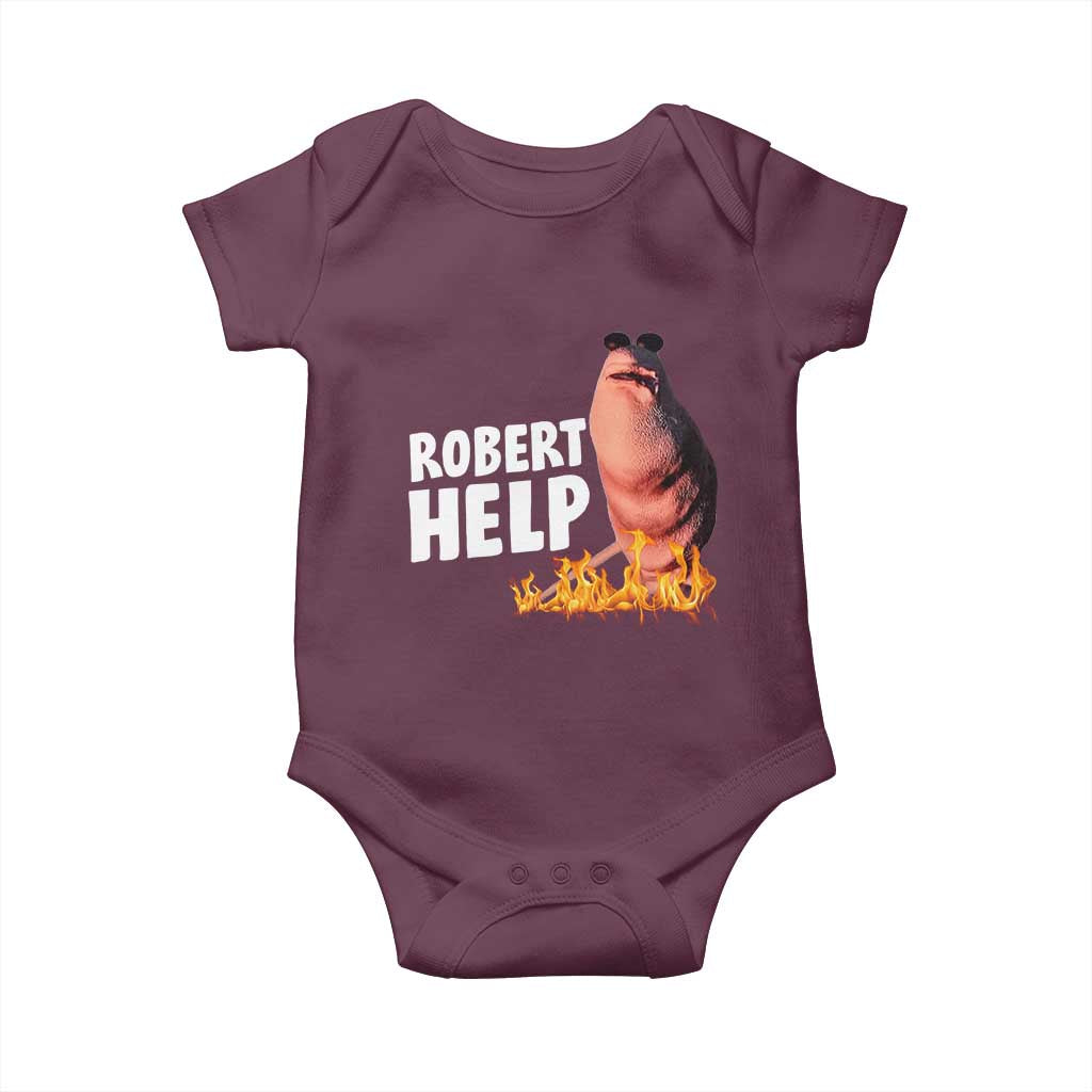 Marcus The Worm Baby Onesie Funny Brainrot Meme Robert Help - Wonder Print Shop