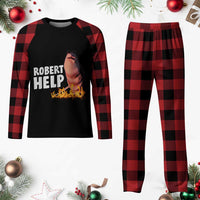 Marcus The Worm Plaid Pajama Set Funny Brainrot Meme Robert Help - Wonder Print Shop