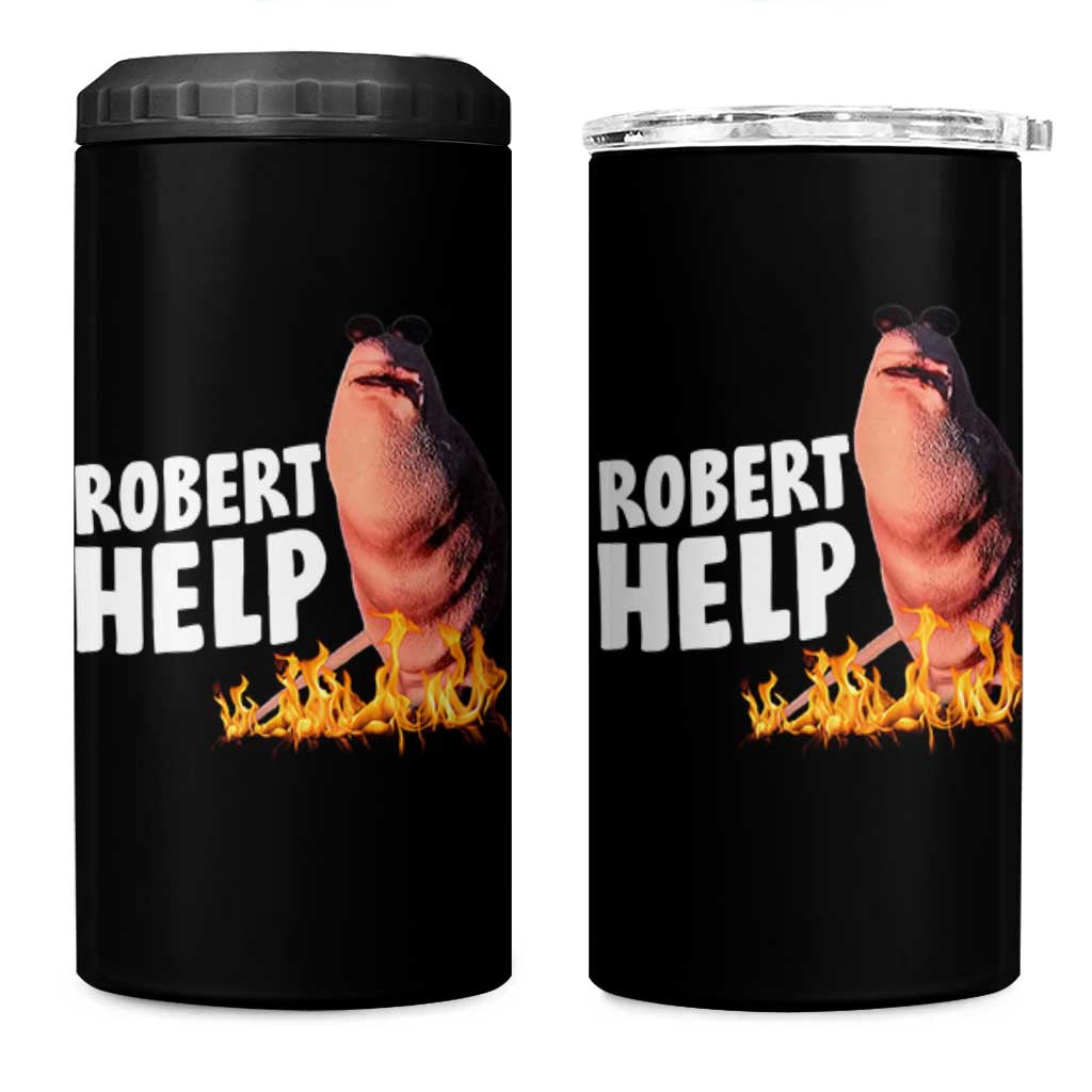 Marcus The Worm 4 in 1 Can Cooler Tumbler Funny Brainrot Meme Robert Help - Wonder Print Shop