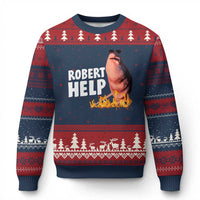 Marcus The Worm Ugly Christmas Sweater Funny Brainrot Meme Robert Help - Wonder Print Shop