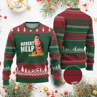 Marcus The Worm Ugly Christmas Sweater Funny Brainrot Meme Robert Help - Wonder Print Shop