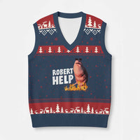 Marcus The Worm V-Neck Knit Sweater Vest Funny Brainrot Meme Robert Help - Wonder Print Shop